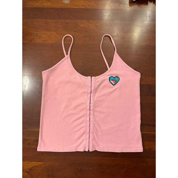 A.Lab Y2K Pink Front-Closure Camisole with Patch Size L - Picture 1 of 3